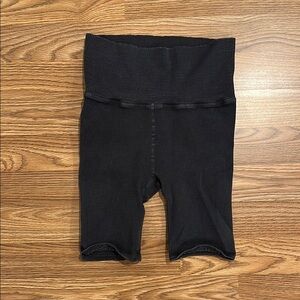 Black Ribbed Biker Shorts
